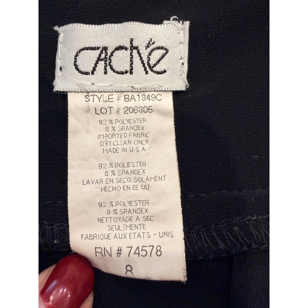 Cache Ruffle Cocktail Dress 8 Black - Picture 5 of 9